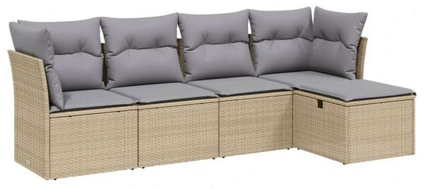 VidaXL Polyrattan Kerti Ülőgarnitúra - 5 részes - Bézs