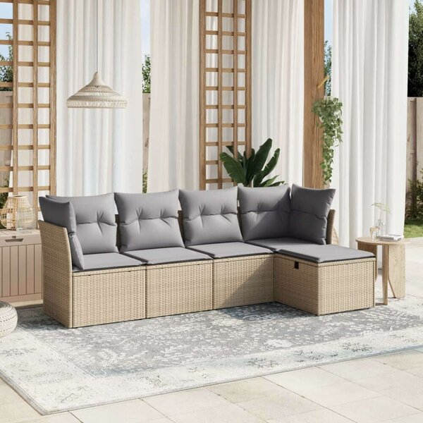 VidaXL Polyrattan Kerti Ülőgarnitúra - 5 részes - Bézs