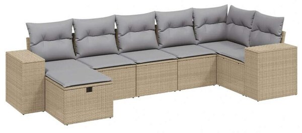 Polyrattan Kerti Ülőgarnitúra - 7 részes - Bézs