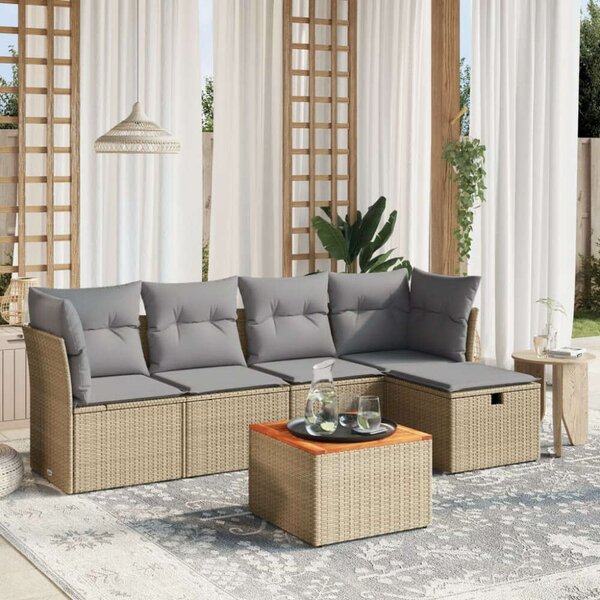 VidaXL Polyrattan Kerti Ülőgarnitúra - 6 részes, Bézs