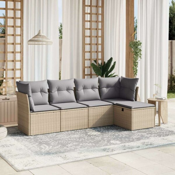 VidaXL Polyrattan Kerti Ülőgarnitúra - 5 részes - Bézs