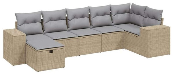 Polyrattan Kerti Ülőgarnitúra - 7 részes - Bézs