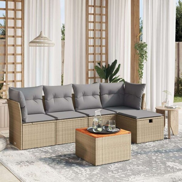 VidaXL Polyrattan Kerti Ülőgarnitúra - 6 részes, Bézs