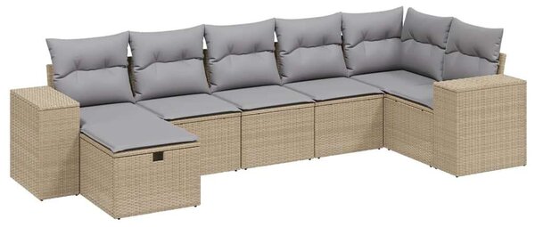 Polyrattan Kerti Ülőgarnitúra - 7 részes - Bézs