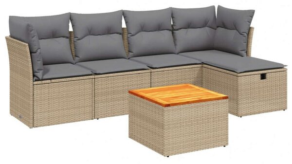 VidaXL Polyrattan Kerti Ülőgarnitúra - 6 részes, Bézs