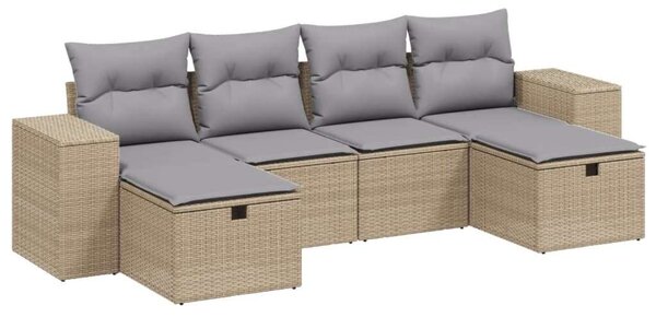 Polyrattan Kerti Ülőgarnitúra - 6 részes - Bézs
