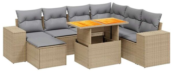 VidaXL Polyrattan Kerti Ülőgarnitúra - 8 részes - Bézs