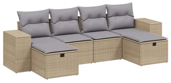 Polyrattan Kerti Ülőgarnitúra - 6 részes - Bézs