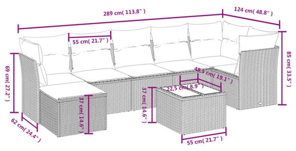 VidaXL Polyrattan Kerti Ülőgarnitúra - 8 részes
