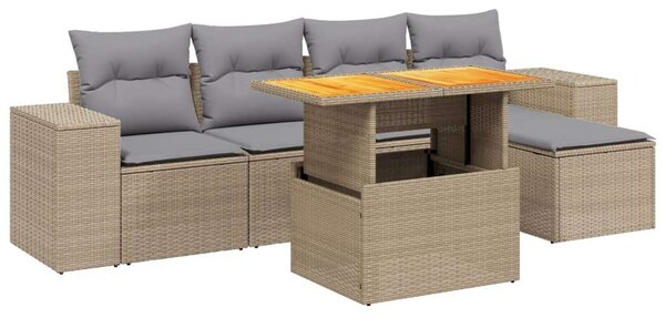 Polyrattan Kerti Ülőgarnitúra - 6 részes - Bézs