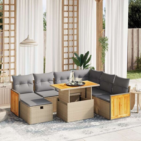 VidaXL Polyrattan Kerti Ülőgarnitúra - 8 részes - Bézs
