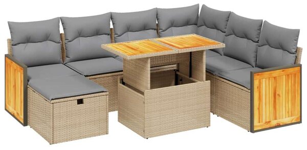 VidaXL Polyrattan Kerti Ülőgarnitúra - 8 részes - Bézs