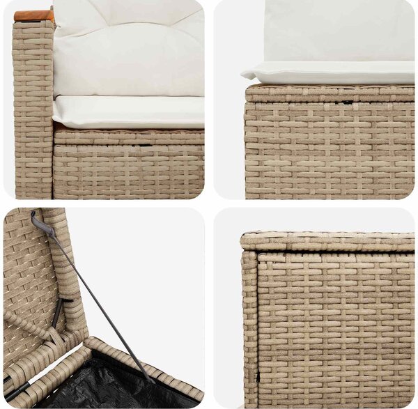 VidaXL Kanapé Szett 7 db Beige és Krémszínű Poli rattan és acél