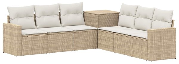 VidaXL Kanapé Szett 7 db Beige és Krémszínű Poli rattan és acél
