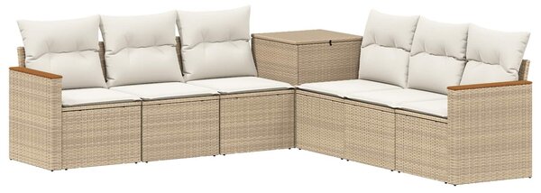 VidaXL Kanapé Szett 7 db Beige és Krémszínű Poli rattan és acél