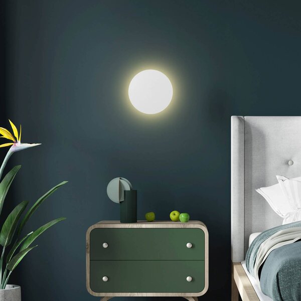 TK Lighting Lunia New fali világítás, fehér, Ø 20 cm, dimmelhető, Fehér / opál, Nappali / Étkező, fém