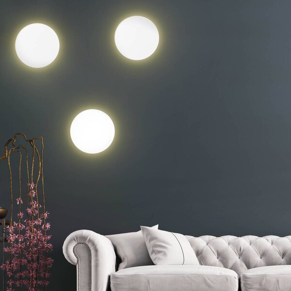 TK Lighting Lunia New fali világítás, fehér, Ø 30 cm, dimmelhető, Fehér / opál, Nappali / Étkező, fém