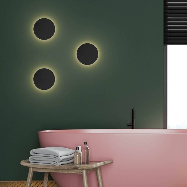 TK Lighting Lunia New fali világítás, fekete, Ø 20 cm, dimmelhető, Fekete, Nappali / Étkező, fém