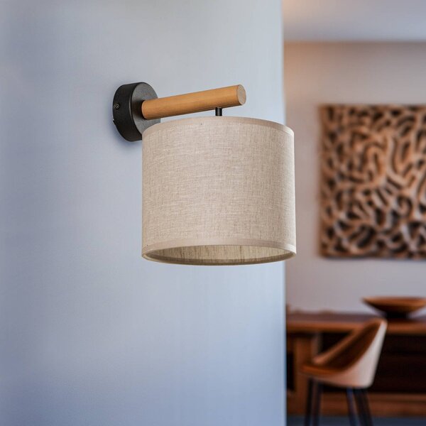 TK Lighting Deva Nature fali világítás, textil, fa, dimmelhető, Világos fa, Nappali / Étkező, Fa, Skandináv