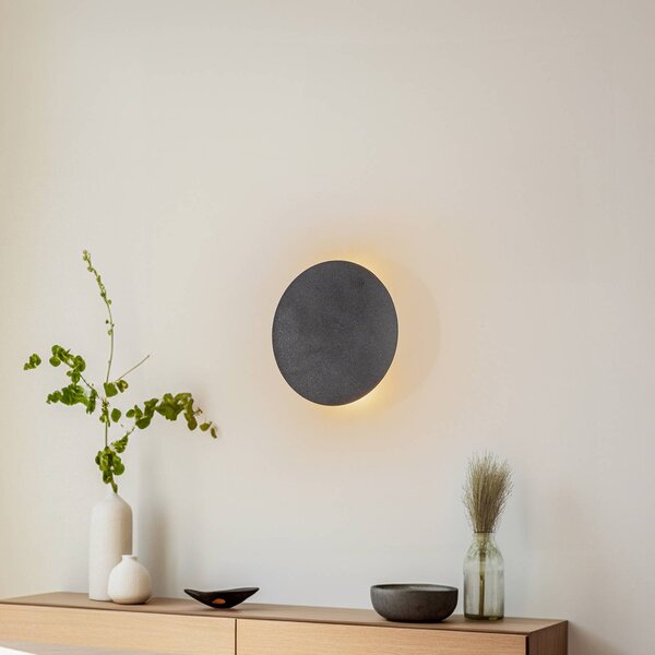 TK Lighting Lunia New fali világítás, fekete, Ø 20 cm, dimmelhető, Fekete, Nappali / Étkező, fém