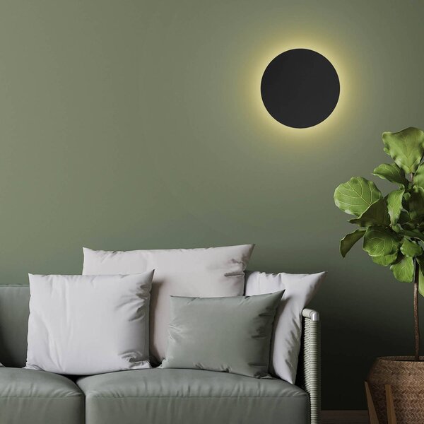 TK Lighting Lunia New fali világítás, fekete, Ø 30 cm, dimmelhető, Fekete, Nappali / Étkező, fém