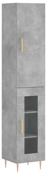Modern Magas Szekrény - Beton Szürke - 34,5x34x180 cm