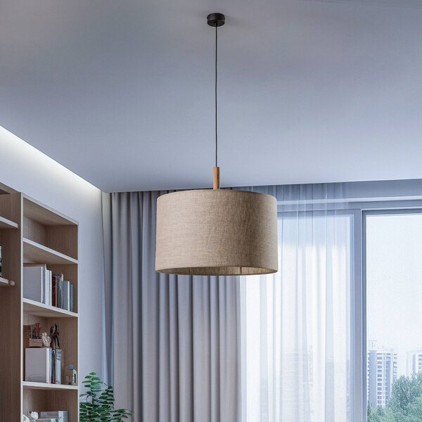 TK Lighting Deva Nature lógó világítás, 1 izzós, textil árnyék, dimmelhető, Nappali / Étkező, Textil / szövet / selyem, Skandináv
