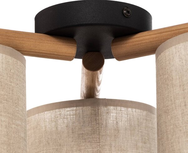 TK Lighting Deva mennyezeti lámpa, textil, 3 izzós, dimmelhető, Világos fa, Nappali / Étkező, Fa, Skandináv