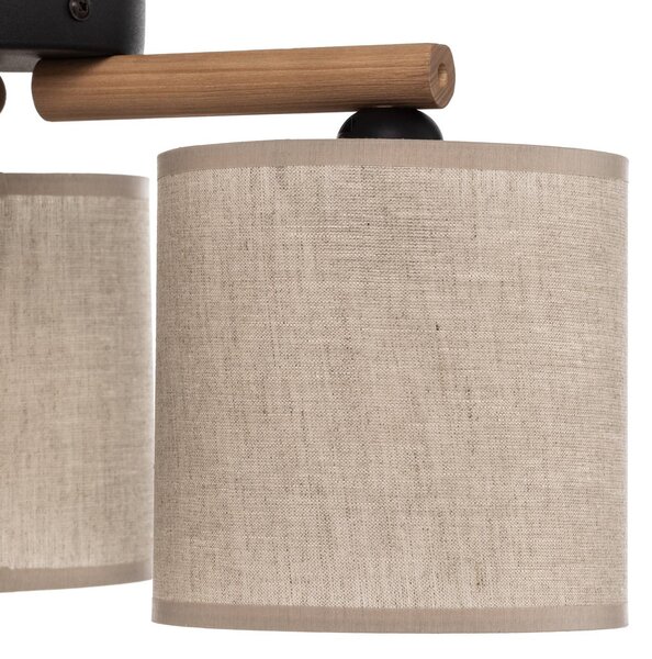 TK Lighting Deva mennyezeti lámpa, textil, 3 izzós, dimmelhető, Világos fa, Nappali / Étkező, Fa, Skandináv