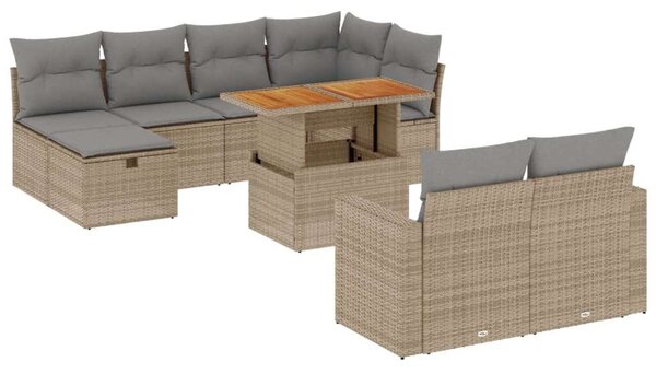 VidaXL Polyrattan Kerti Ülőgarnitúra - 11 részes - Bézs