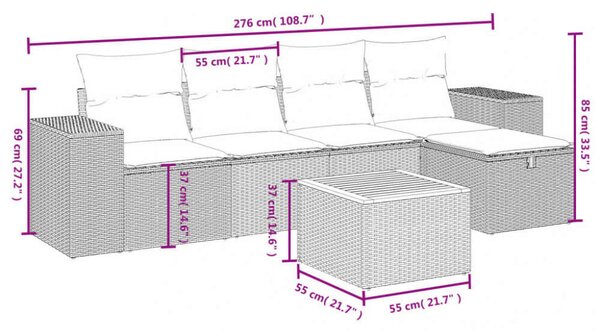 VidaXL Polyrattan Kerti Ülőgarnitúra - 6 részes