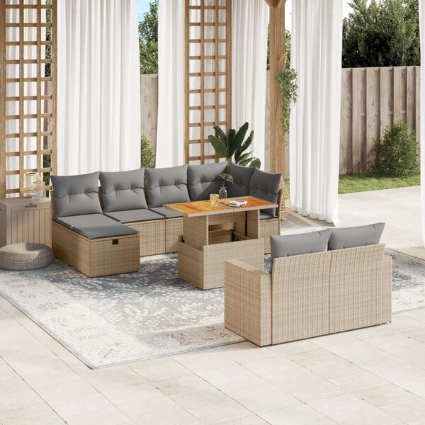 VidaXL Polyrattan Kerti Ülőgarnitúra - 11 részes - Bézs
