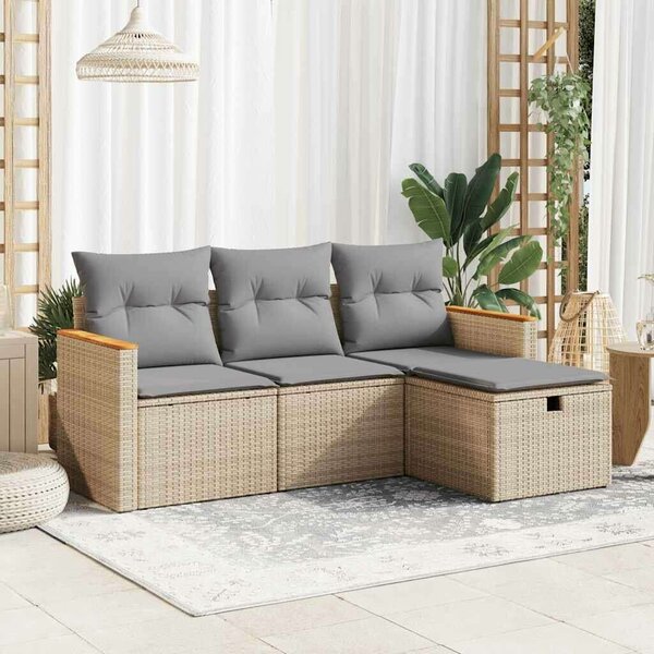 VidaXL Polyrattan Kerti Ülőgarnitúra - 4 részes - Bézs
