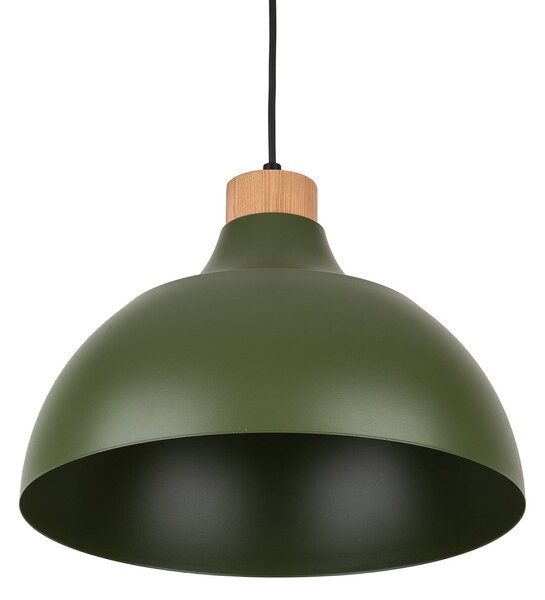 Envostar Kaitt lógó világítás, sötétzöld, Ø 34 cm, fa részletek, dimmelhető, Zöld, Nappali / Étkező, fém, Skandináv