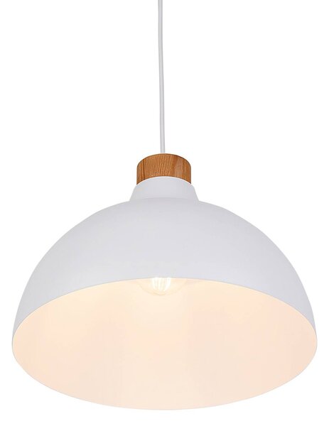 Envostar Kaitt lógó világítás, fehér, Ø 34 cm, faelemekkel, dimmelhető, Fehér / opál, Nappali / Étkező, fém, Skandináv