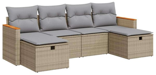 VidaXL Polyrattan Kerti Ülőgarnitúra - 6 részes - Bézs