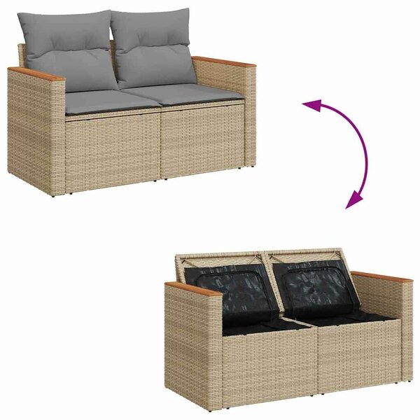 VidaXL Polyrattan Kerti Ülőgarnitúra - 6 részes - Bézs