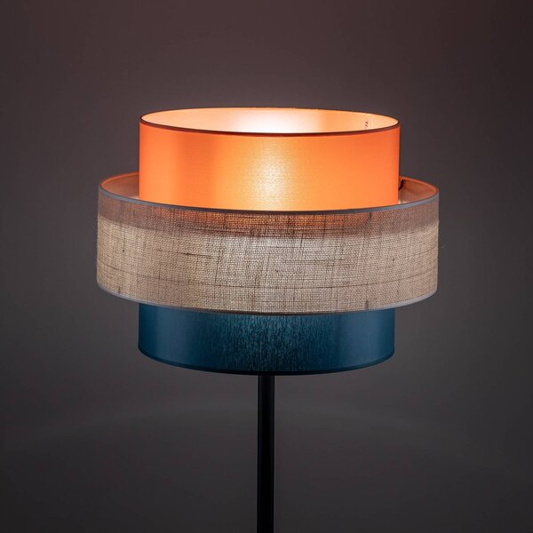 TK Lighting Trio állólámpa, juta ernyő, narancs/természetes barna/petrol, Többszínű, Nappali / Étkező, Textil / szövet / selyem