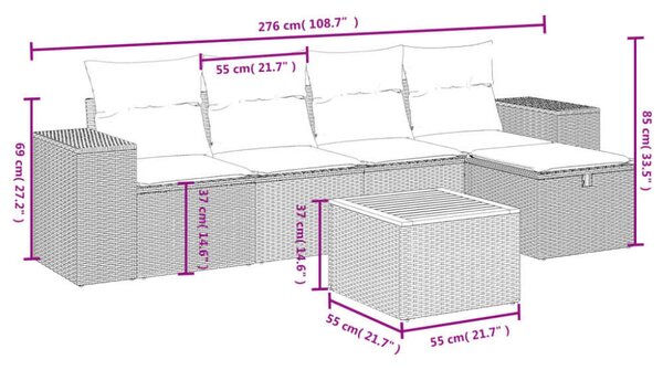 VidaXL Polyrattan Kerti Ülőgarnitúra - 6 részes