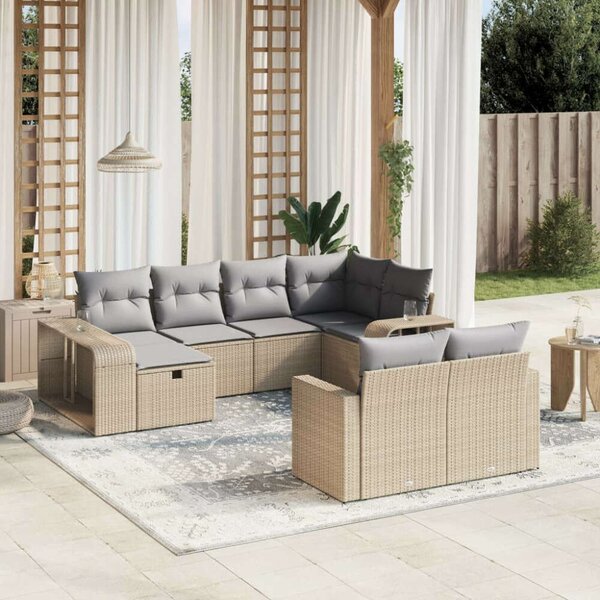 VidaXL Polyrattan Kerti Ülőgarnitúra - 10 részes - Bézs