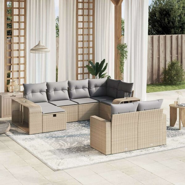 VidaXL Polyrattan Kerti Ülőgarnitúra - 10 részes - Bézs