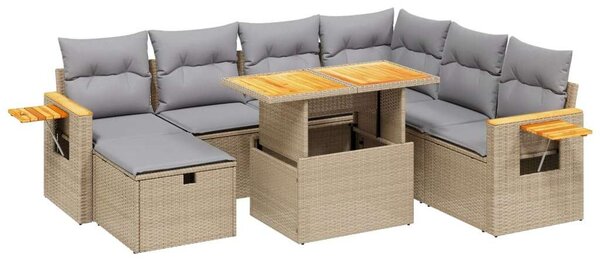 VidaXL Polyrattan Kerti Ülőgarnitúra - 8 részes - Bézs