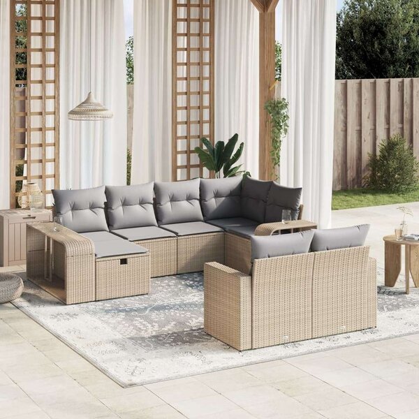 VidaXL Polyrattan Kerti Ülőgarnitúra - 10 részes - Bézs