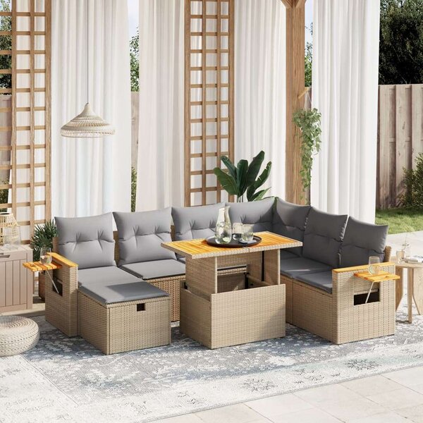 VidaXL Polyrattan Kerti Ülőgarnitúra - 8 részes - Bézs