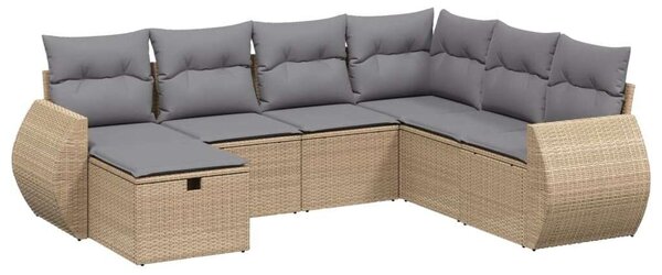 Polyrattan Kerti Ülőgarnitúra - 7 részes - Bézs