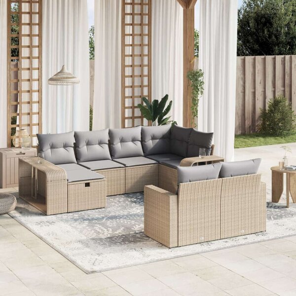 VidaXL Polyrattan Kerti Ülőgarnitúra - 10 részes - Bézs