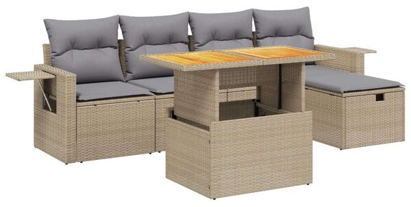 VidaXL Polyrattan Kerti Ülőgarnitúra - 6 részes - Bézs