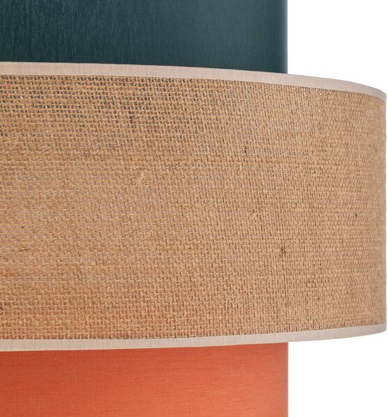 TK Lighting Trio függőlámpa, juta ernyő, petrol/természetes barna/narancs Ø 50cm, dimmelhető, Többszínű, Nappali / Étkező, Textil / szövet / selyem