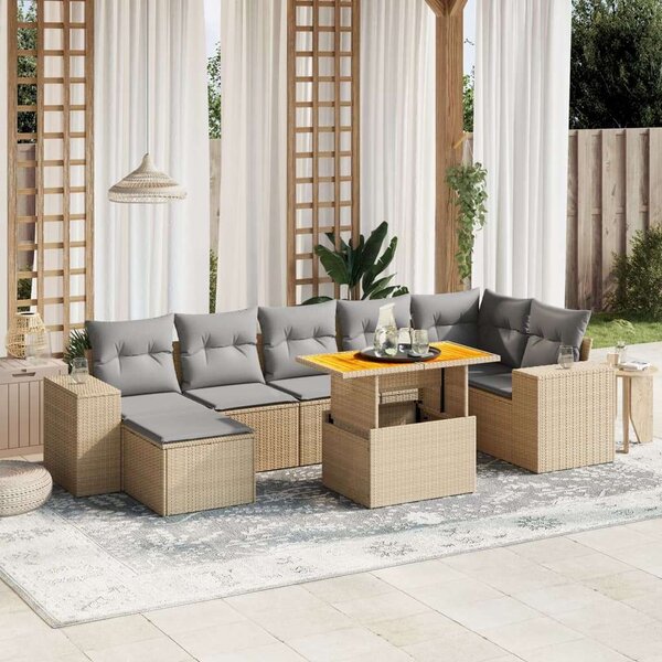 VidaXL Polyrattan Kerti Ülőgarnitúra - 8 részes - Bézs
