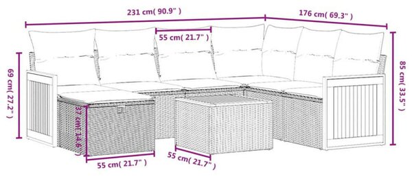 VidaXL Polyrattan Kerti Ülőgarnitúra - 8 részes